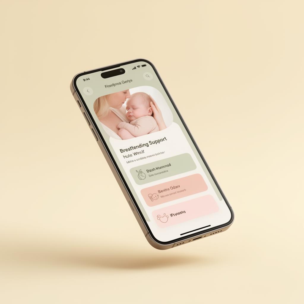 Latchd app shown on an iPhone, displaying baby tracking and support tools